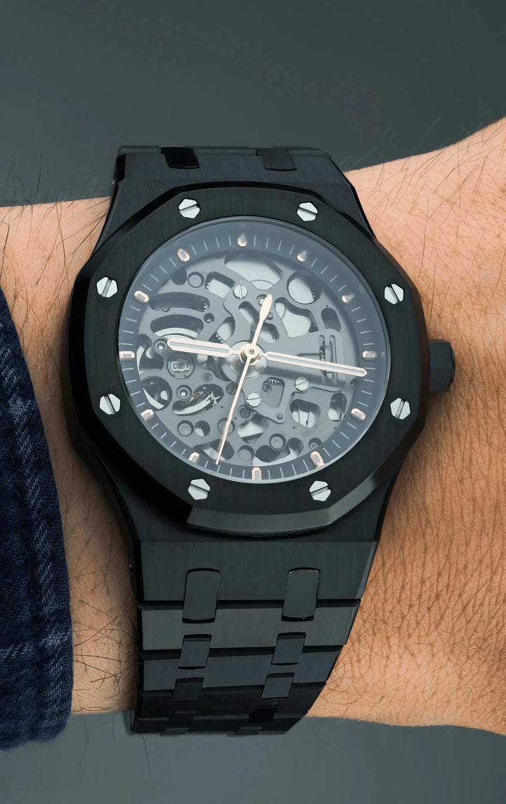 Nomods Black PVD / Blue AR Royal Oak 37mm Seiko Mod Case Black PVD