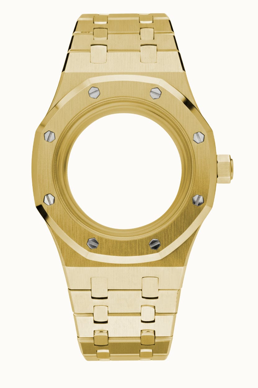 Nomods Blue AR / Exhibition V2 Ultrathin Gold Royal Oak Seiko Mod Case – 37mm NH35/NH36