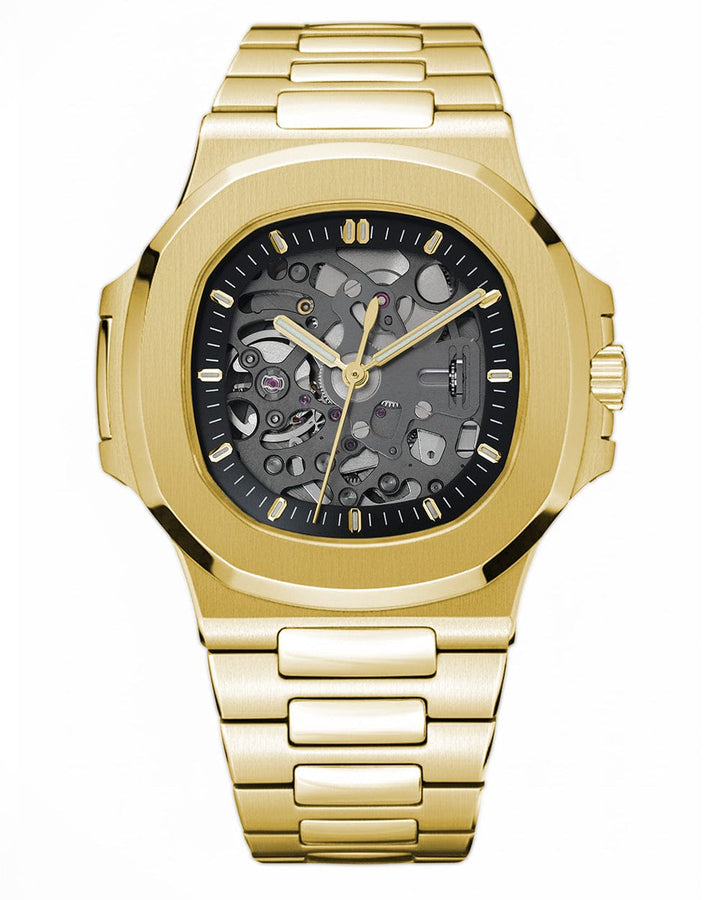Seiko Mod Nautilus 40mm Skeleton Watch – Gold PVD finish